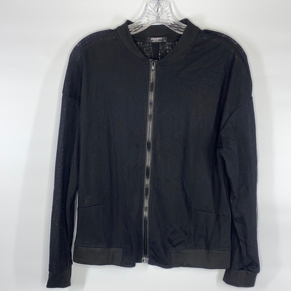 Zeagoo Black Mesh Bomber Jacket Size Small